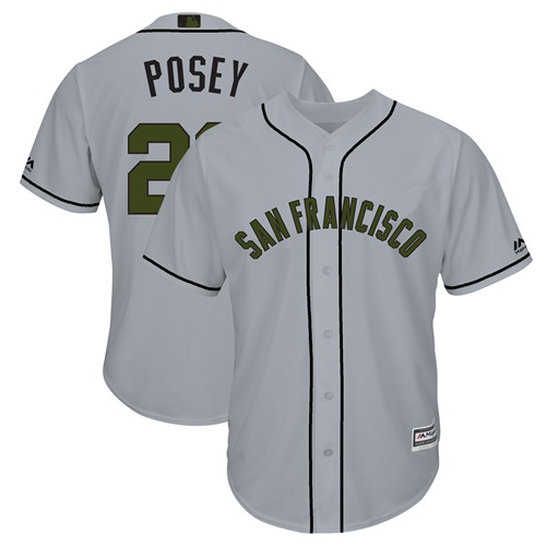 Giants #28 Buster Posey Grey New Cool Base 2018 Memorial Day Stitched MLB Jersey